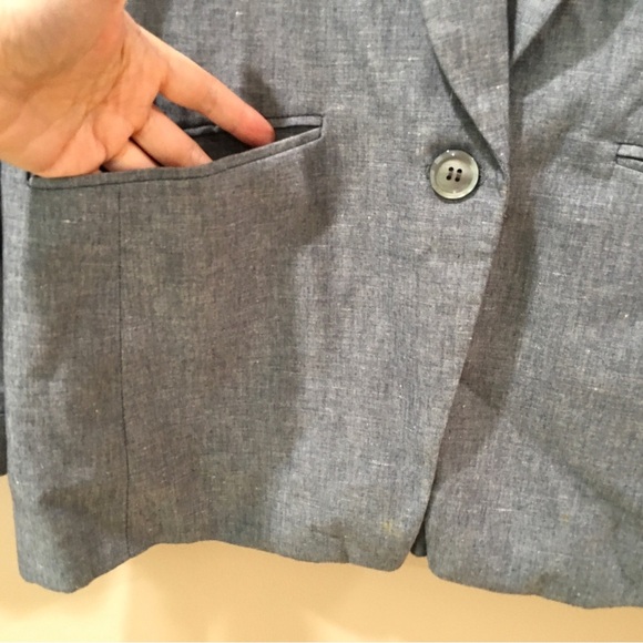 J. Crew Women 10 Unstructured Blazer In Cotton-Linen Chambray Blue Work #H6199 - Picture 5 of 8